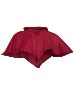 Middeleeuwse kap en schouderbedekking van rood wol