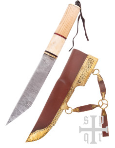 Cuchillo Sax Vikingo en acero Damasco