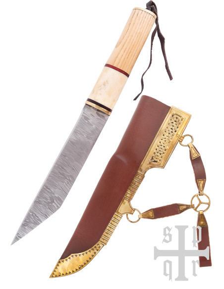 Cuchillo Sax Vikingo en acero Damasco