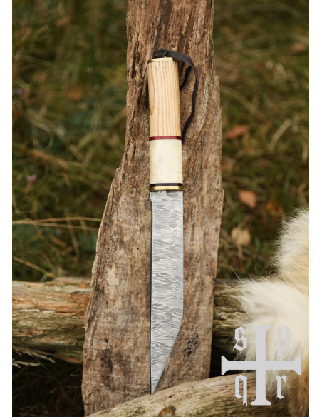 Cuchillo Sax Vikingo en acero Damasco
