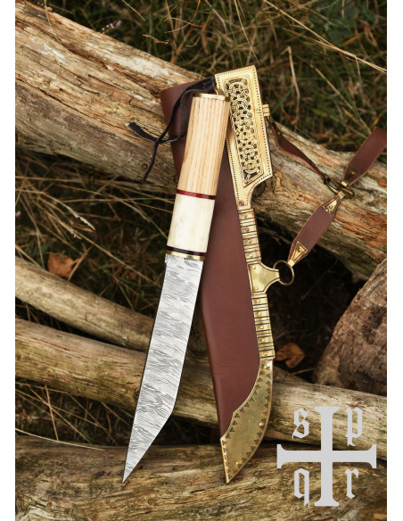 Cuchillo Sax Vikingo en acero Damasco
