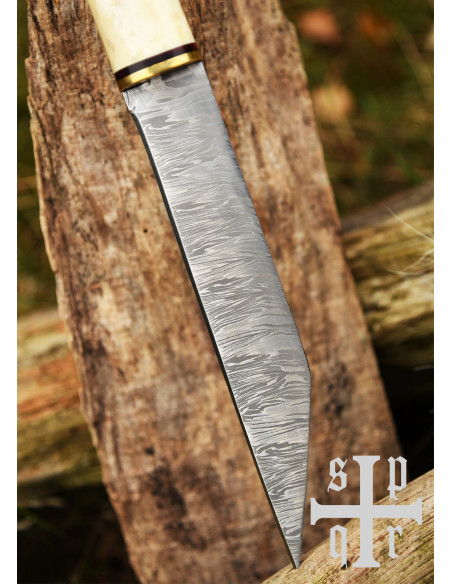 Cuchillo Sax Vikingo en acero Damasco