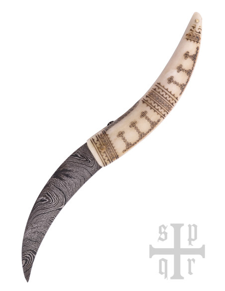 Viking kniv med blad i damaskstål...