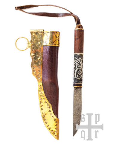 Cuchillo Vikingo con hoja en acero Damasco (256 capas)