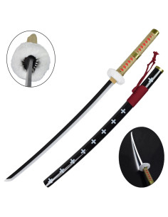 Katana Trafalgar Law One Piece bambú, Led, trenzado dorado