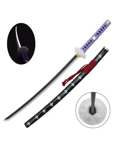 Katana Trafalgar Law One Piece bamboe, Led, paars gevlochten