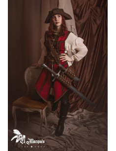 Rode leren jas voor piratenvrouwen