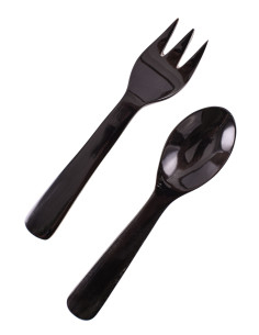 Mittelalterliche Gabel und Löffel auf einem Stab (11 cm)