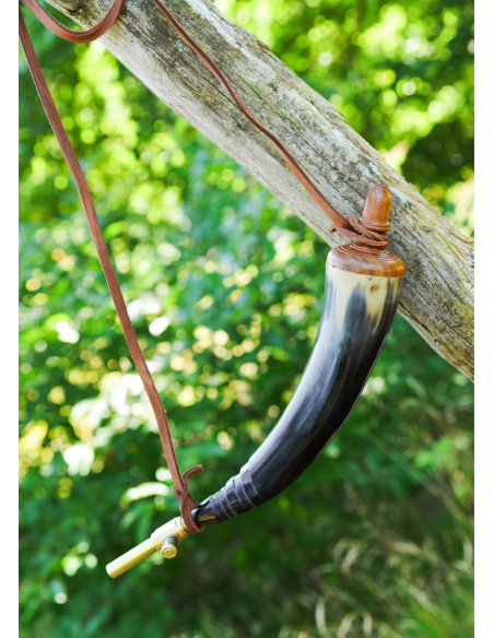 Hornpulverbehälter aus Horn mit...