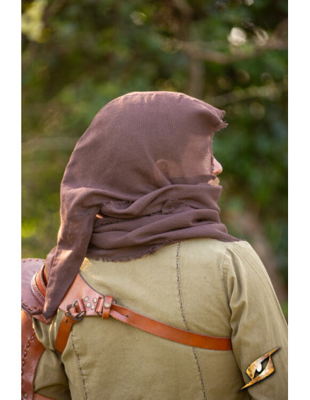 Hætte med sjal i chiffon, model Ezio