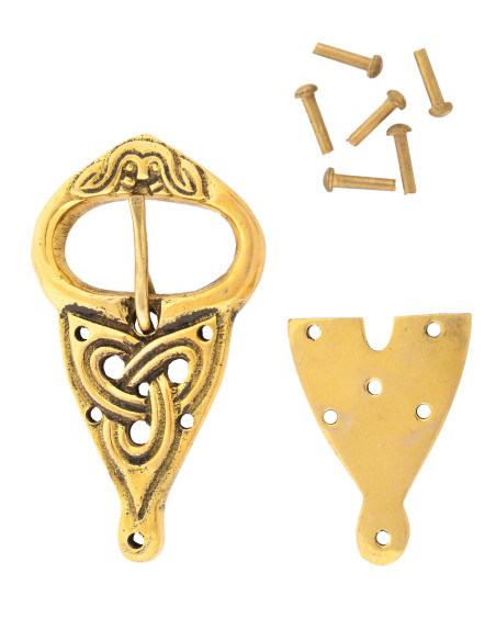 Viking riemgesp met klinknagels, messing