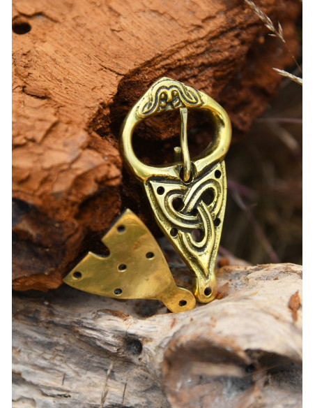 Vikingebæltehager med nitter, messing