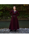 Wikingerkleid mit dekorativen Kanten, Modell Ingrid, Bordeaux-Farbe
