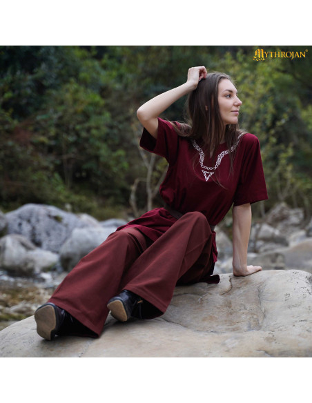 Middelalderbomuldstunika med broderet...