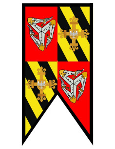 Bandera Medieval Cuartelada dos picos, Cruz y Águla