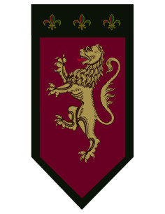 Medievalt Banner Rygende Dyr Guld og Fleur-de-lis
