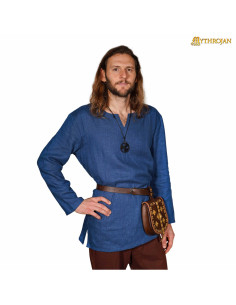 Túnica vikinga en lino, color azul