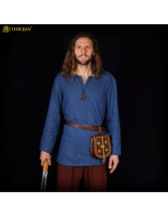 Túnica vikinga en lino, color azul 2
