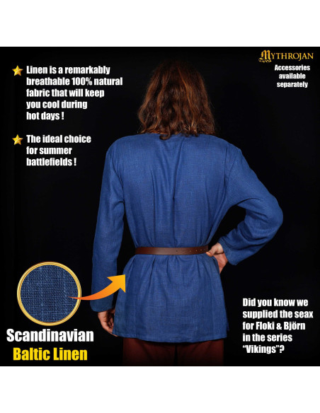 Viking tuniek van linnen, blauw van...