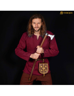 Túnica vikinga en lino, color rojo vino 2