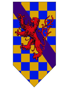 Medievalt Banner Stang og Rampant Løve Skakternet