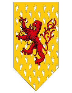Middelalderflag med løve og arminios, gul baggrund