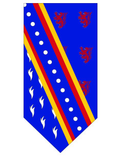 Medievalt banner med løver arminier og bånd
