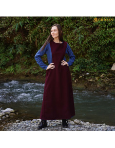 Sobrevesta medieval de lana, Siglos XIV-XV, color burdeos 2