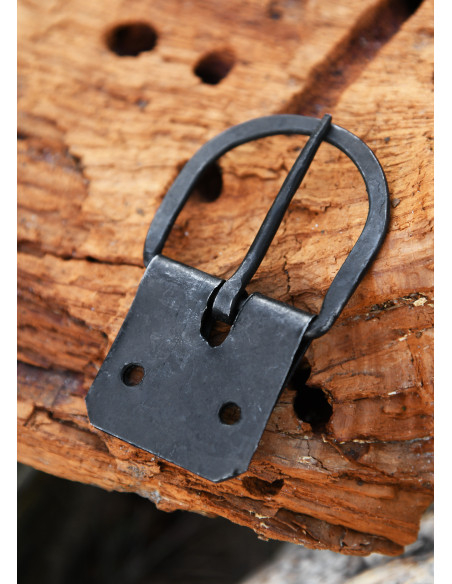 Håndlavet smedet spænde med plade,...