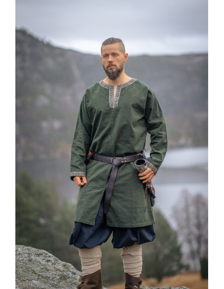 Lange Vikingenkleed Aegir-model, groen