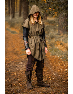 Túnica medieval con capucha modelo Ranger Arais, color verde