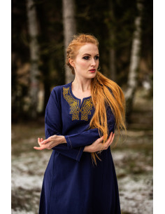 Lang vikingekjole i Aslaug-model, blå farve 2