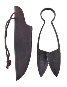 Tijeras de resorte con funda de cuero, tamaño grande