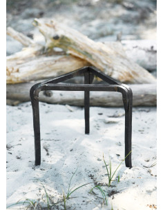 Trípode medieval tipo soporte de cocina, forjado a mano