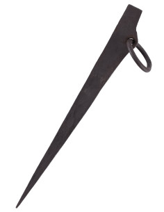 Stolpe med ring, håndsmiddet stål, (28 cm.)