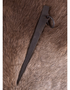 Stolpe med ring, håndsmiddet stål, (28 cm.) 2
