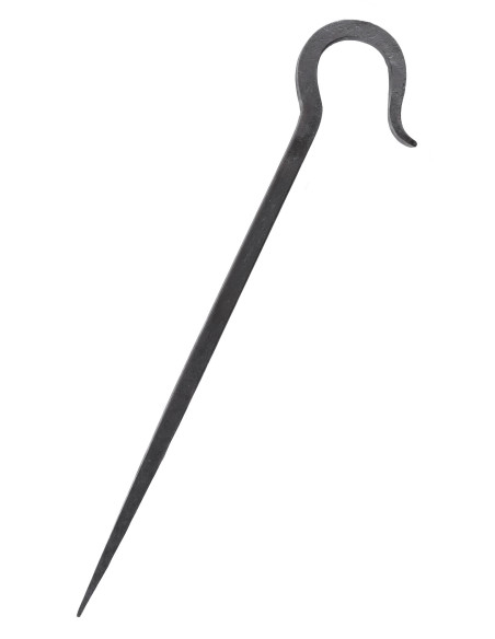 Tentpaal, handgesmeed staal (34 cm).