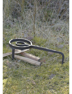 Soporte de cocina medieval, trípode forjado a mano