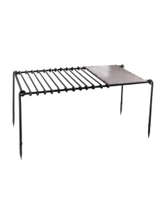 Grill og grillrist, foldbar, håndsmiddet