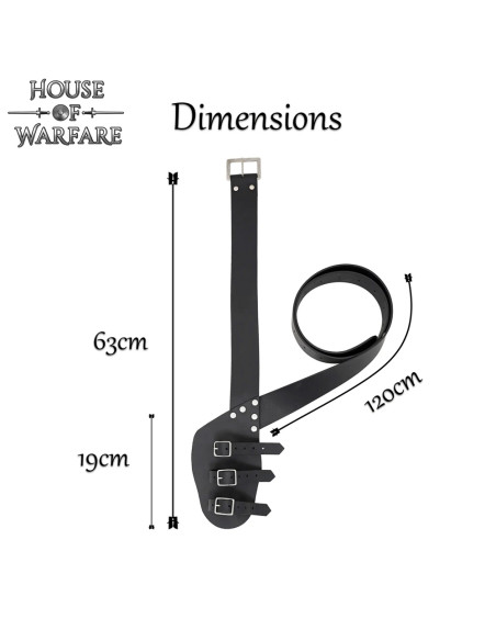 Medievalt lærbælte til sværd, sort