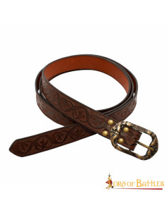 Renaissance riem van bruin leer met reliëf