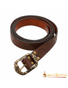 Renaissance riem van bruin leer met reliëf 2