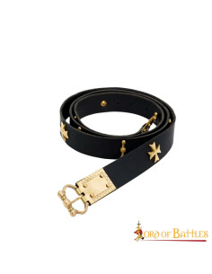 Middeleeuws leren riem met messing details 2