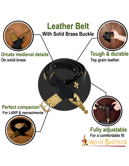 Middeleeuws leren riem met messing...
