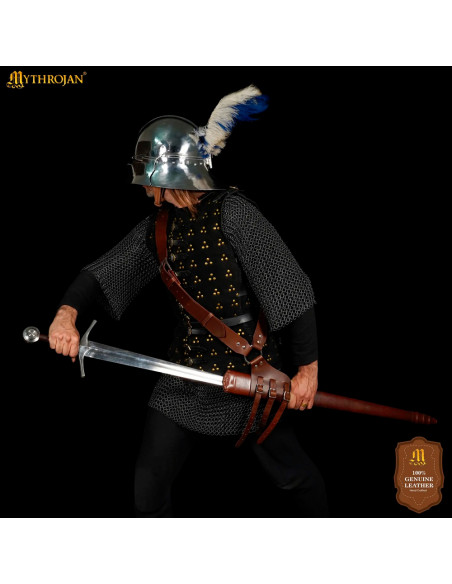 Tahalí medieval en cuero marrón para...