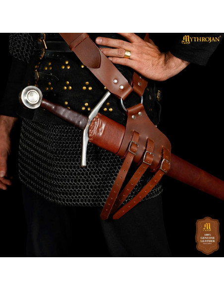 Tahalí medieval en cuero marrón para...