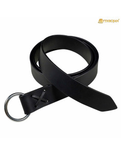 Vikingergürtel aus schwarzem Leder mit Ring-Schnalle