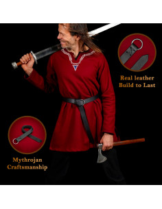 Vikingergürtel aus schwarzem Leder mit Ring-Schnalle 2