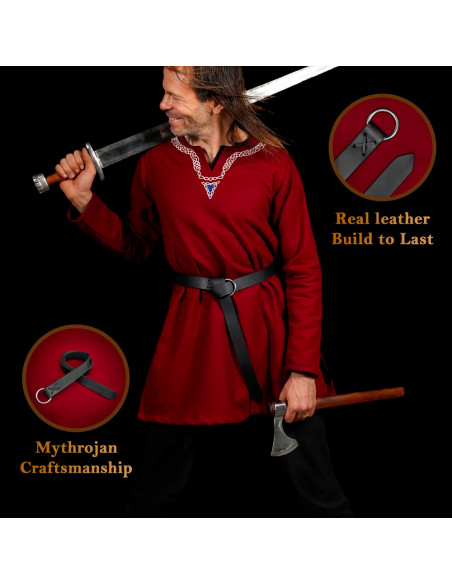 Vikingergürtel aus schwarzem Leder...