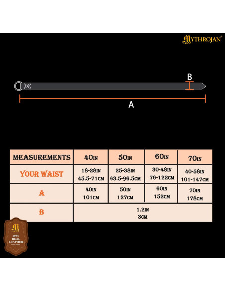 Cinturón vikingo en cuero negro con...